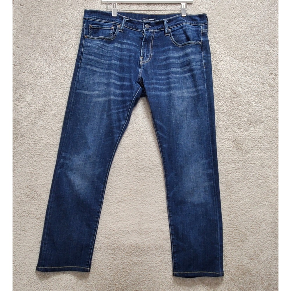 Lucky Brand Jeans Men's 34 (act.36)X 30 Blue Denim Cotton Stretch Straight Leg